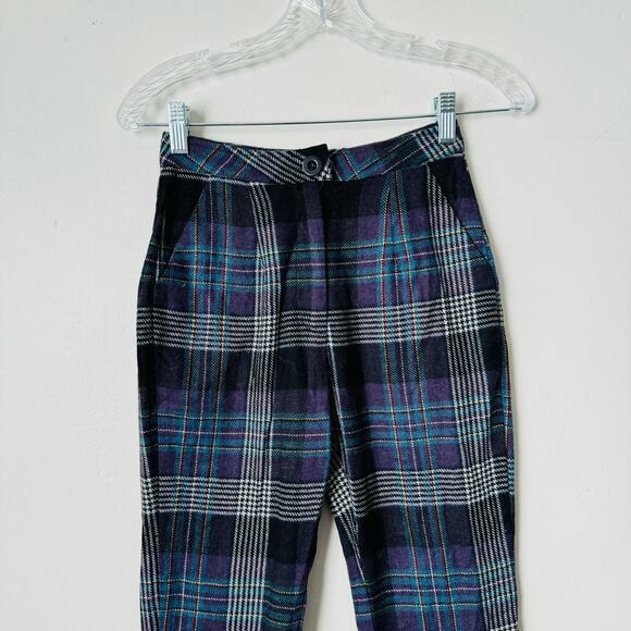 Unif Blue And Purple Plaid High Waisted Straight Leg Pants Women’s Size 23 - Picture 2 of 10
